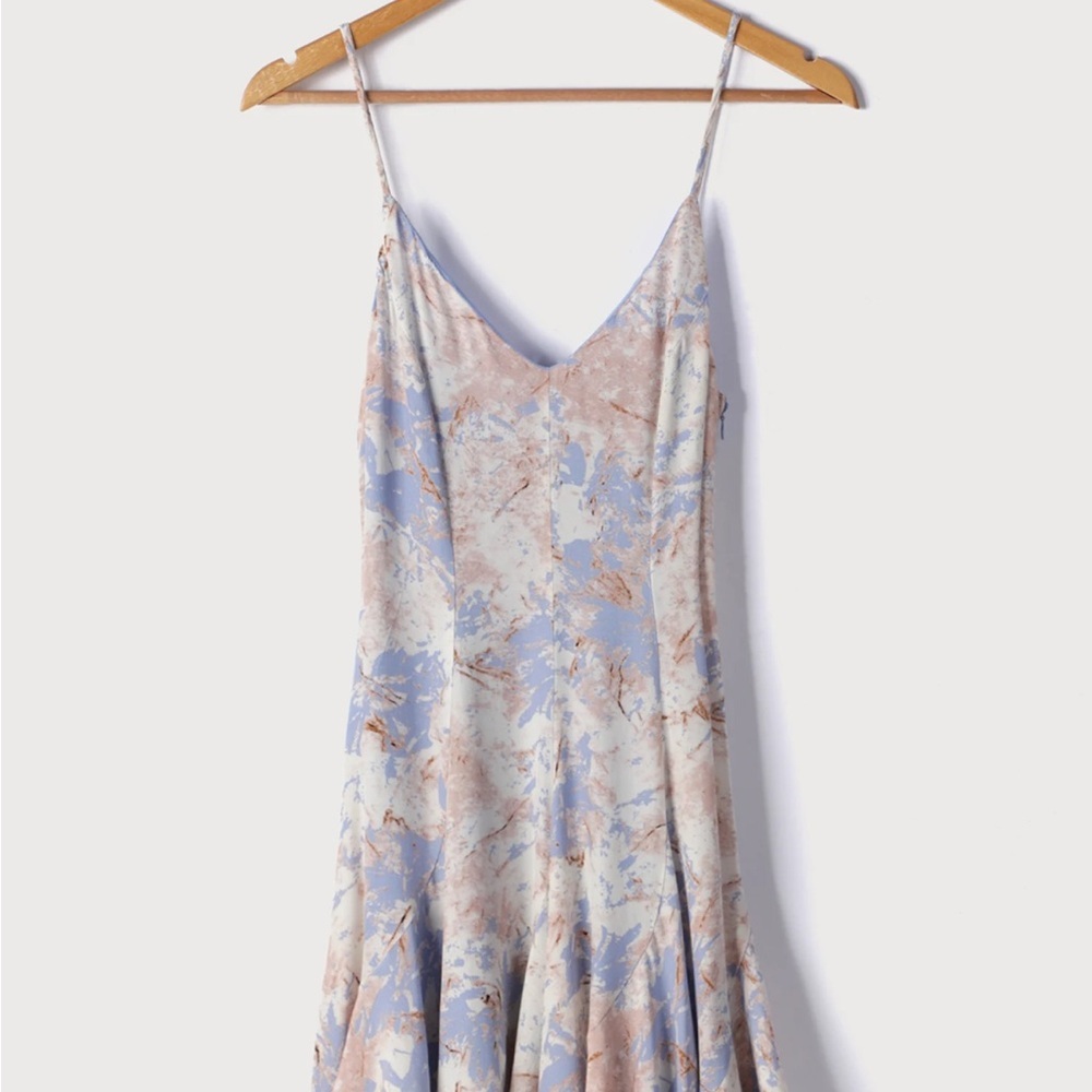 ASTR The Label Godet Blue Multi Tie-Dye‎ Slip Dress Women’s Sz M Fairy Cottage